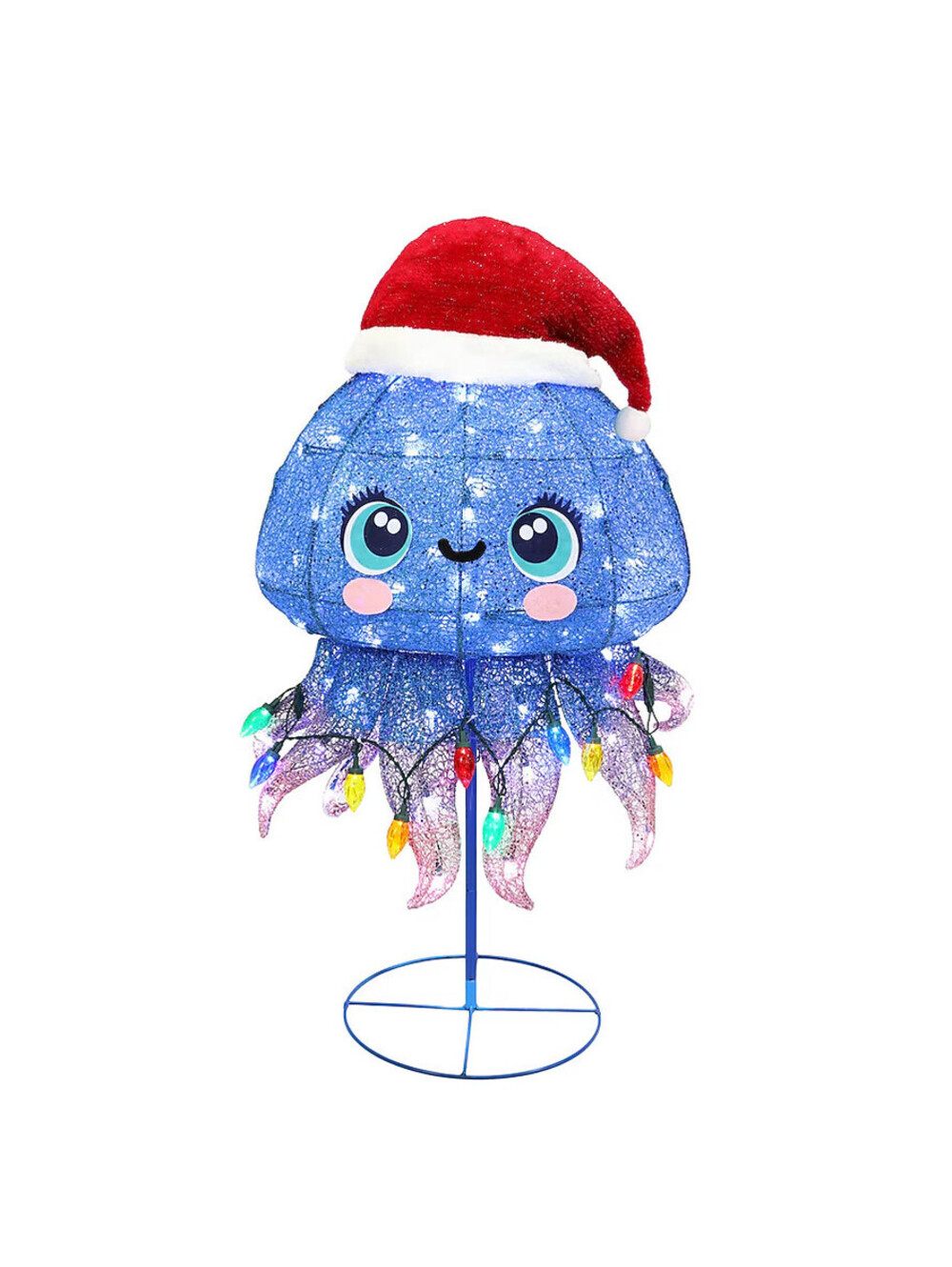 RARE 3.33 FT Twinkling Jellyfish Christmas LED Yard Ornament Coastal Fish HTF